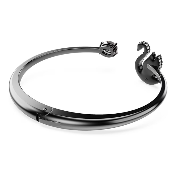 Bransoletka typu bangle Swarovski Swan, Czarna, Powłoka z rutenu