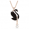 Naszyjnik Swarovski Swan, Czarny, Powłoka w odcieniu różowego złota