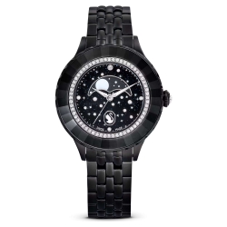 Zegarek Octea Moon, Księżyc, Metalowa bransoleta, Czarny