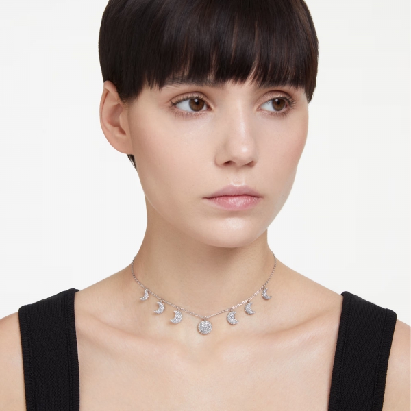 Naszyjnik typu choker Sublima, Księżyc, Biały, Powłoka z rodu