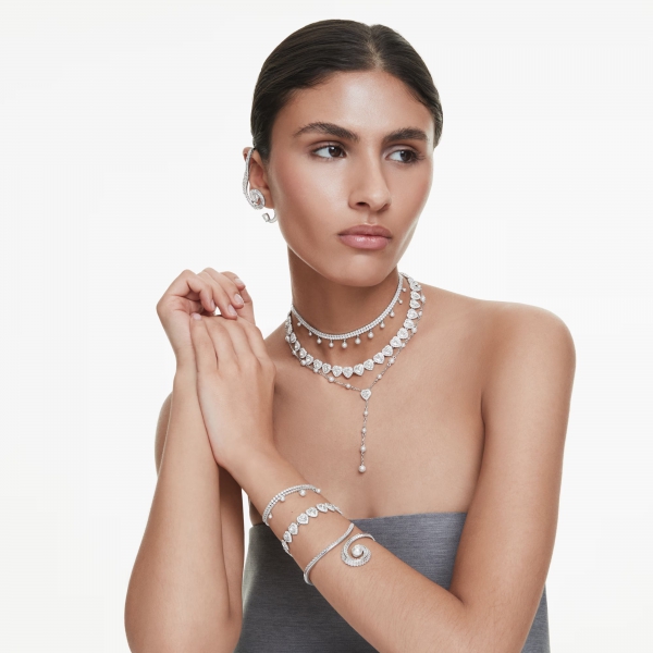 Choker Tennis Ariana Grande x Swarovski, Serce, Biały, Kryształowe perły, Powłoka z rodu