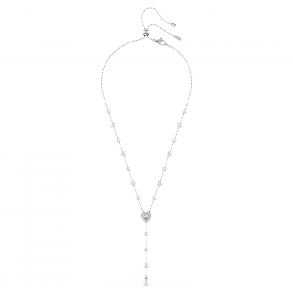 Choker Tennis Ariana Grande x Swarovski, Serce, Biały, Kryształowe perły, Powłoka z rodu