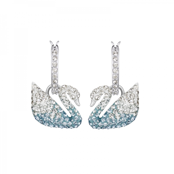 Iconic Swan Pierced Earrings Blue, Lmul/rhs